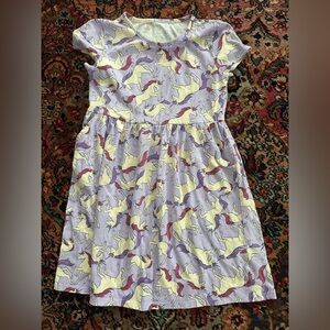 Wonder Nation Unicorn Print Kids Dress - Purple, Yellow, Red